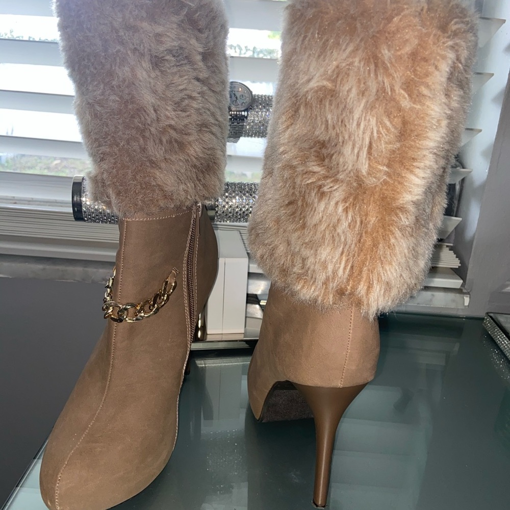 Fuzzy Heeled Boots